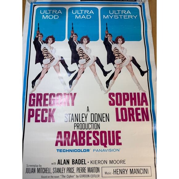 Vintage 1966 Arabesque Movie Poster Gregory Peca Sophia Loren Universal Studios - Picture 4 of 8